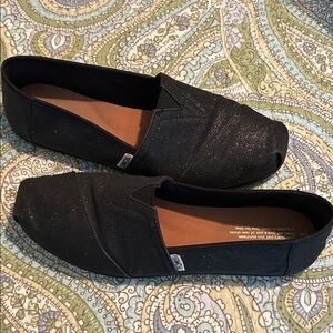 Toms Black Sparkle Slip-On Flats